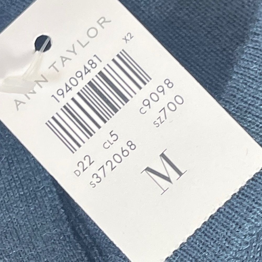 Ann Taylor Deep Blue Merino Wool Blend Back Button Long Sleeve Top Sz M - Picture 6 of 9